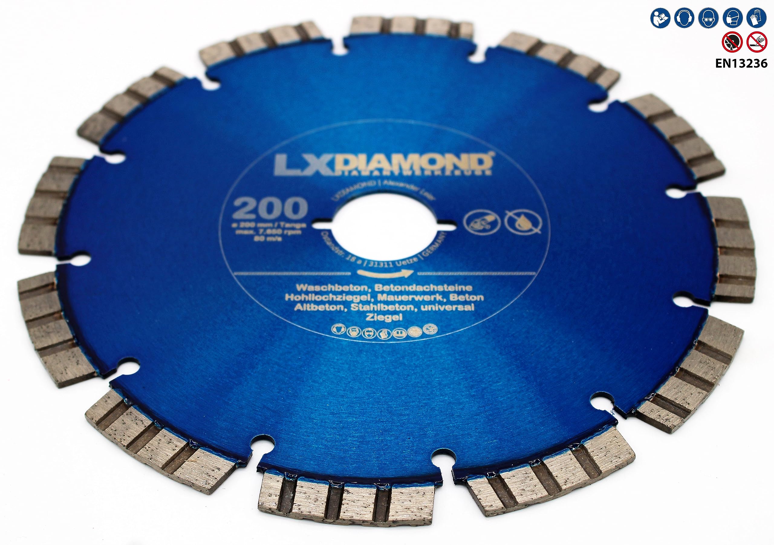 Diamant-Trennscheibe 200mm für Beton Mauerwerk Stein passend für Lamello Tanga DX200 Fensterfräse Fenstertrennfräse Montagefräse 200 mm - Diamantscheibe in Premium Qualität