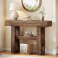 Tribesigns 41.34" Rustic Brown Farmhouse Console Table - 2-Tier Narrow Sofa Table with Storage Shelves for Entryway, Hallway, Behind Couch