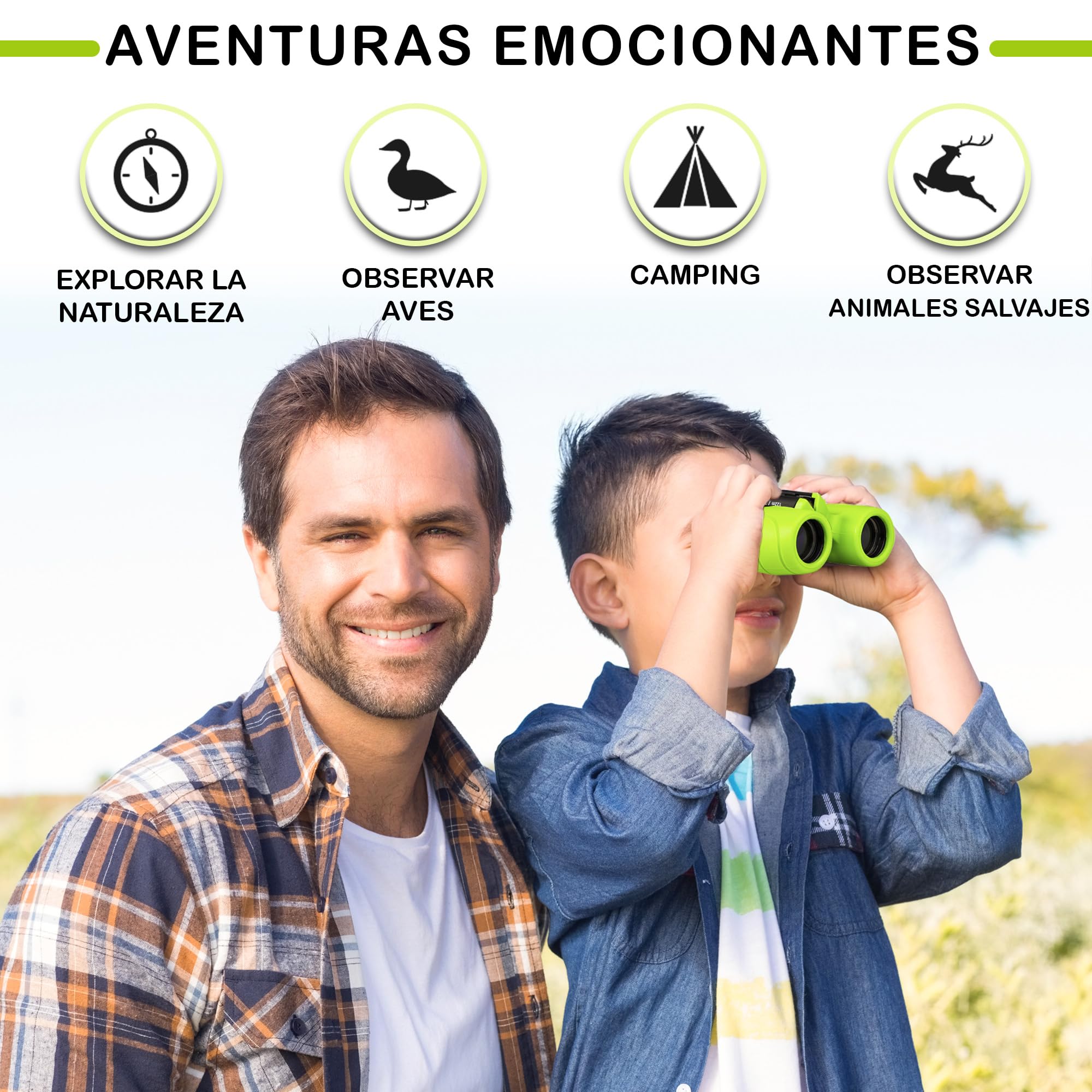 Prismaticos Niños Niños y Niñas - Gran Aumento 8X21 - Juego Completo con Lupa y brújula - Juguetes y Regalo Niño y Niña de 3 – 12 años