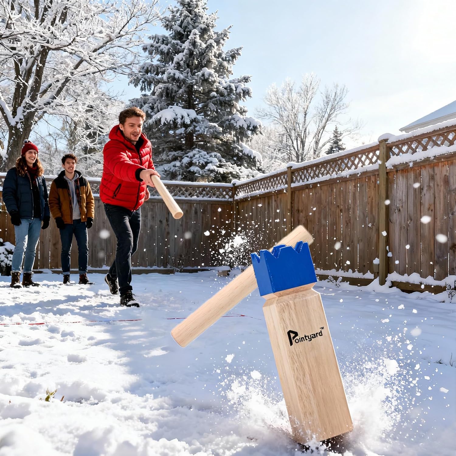 Pointyard Kubb Yard Game Set for Adults & Families - Viking Chess Outdoor New Zealand Pine Wooden Toss Game with 10 Blocks, 6 Batons, Carrying Bag | Perfect for Backyard Party BBQ Lawn Camping Beach