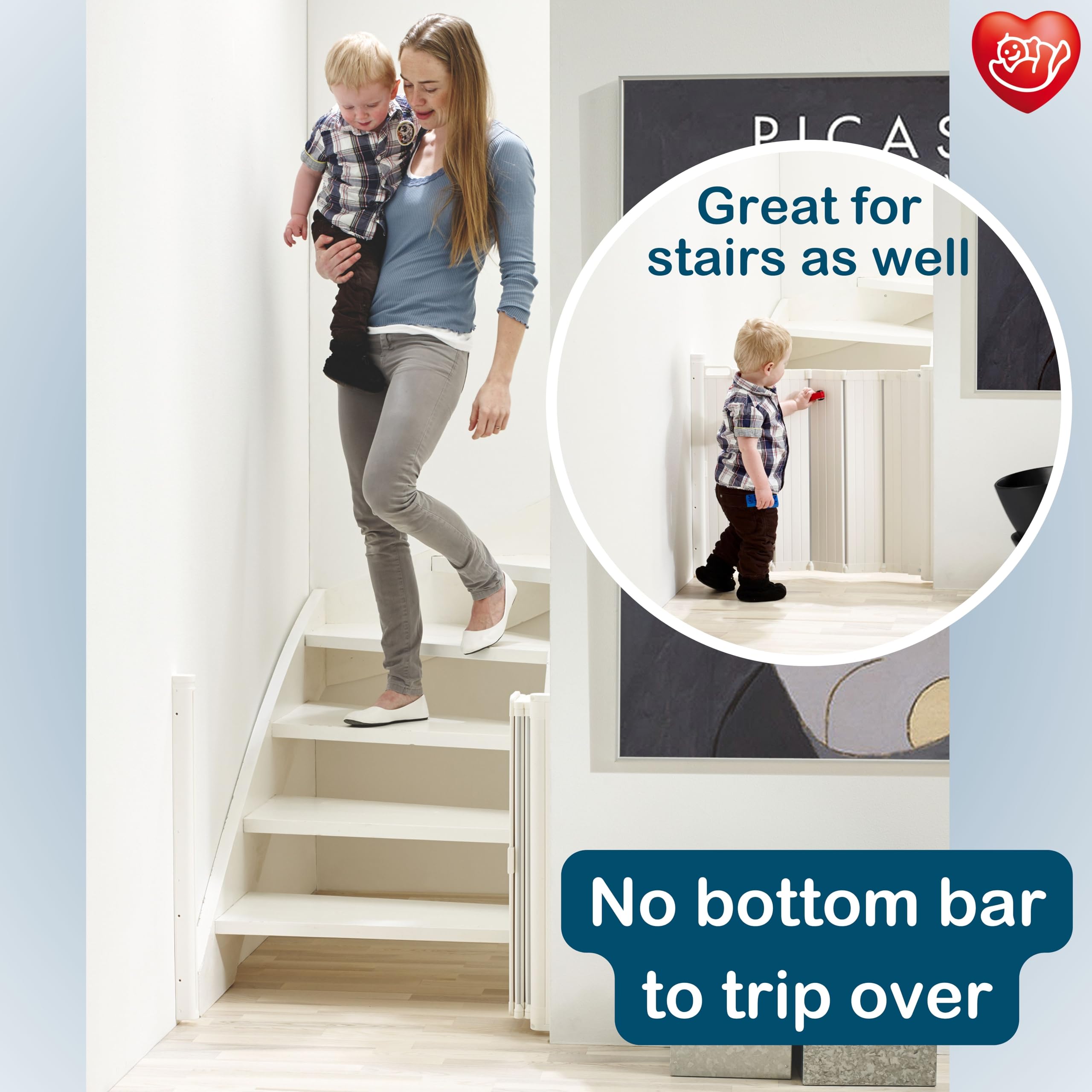BabyDan Guard Me, Auto Einziehbares Treppenschutzgitter, passt für Öffnungen zwischen 55-89 cm, Weiß, Hergestellt in Dänemark - Babygitter/Sicherheitsgitter (Haustiergitter/Hundegitter)