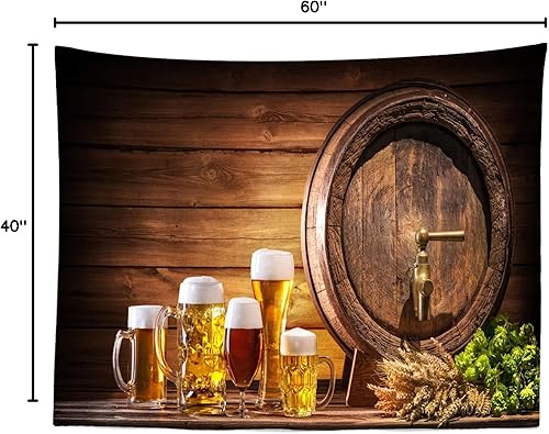 Miniatura 8 de BELECO Tapiz Oktoberfest para colgar en la pared para dormitorio, sala de estar, dormitorio, 60 x 40 pulgadas, decoración de fiesta de cerveza