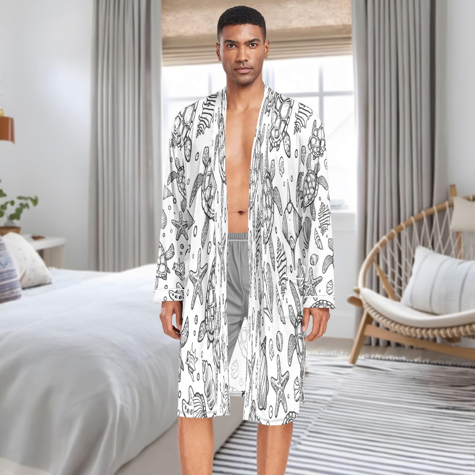 Accappatoio da uomo leggero accappatoio spa mare stelle marine tartarughe