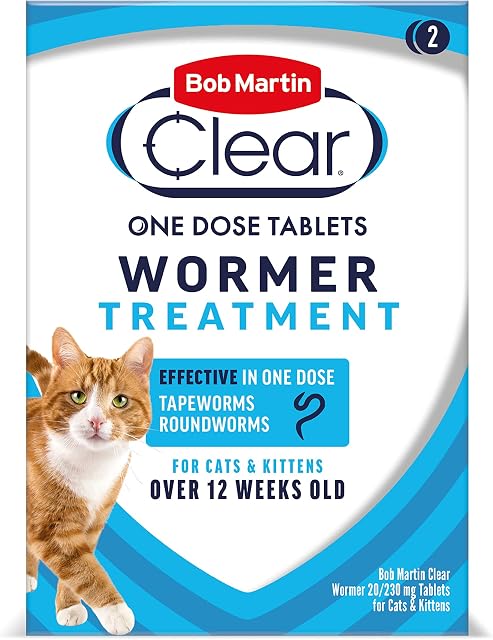 Bob Martin Clear | Cat Wormer Tablets, Suitable for Kittens | Clinically Proven Effective Treatment (2 Tablets)