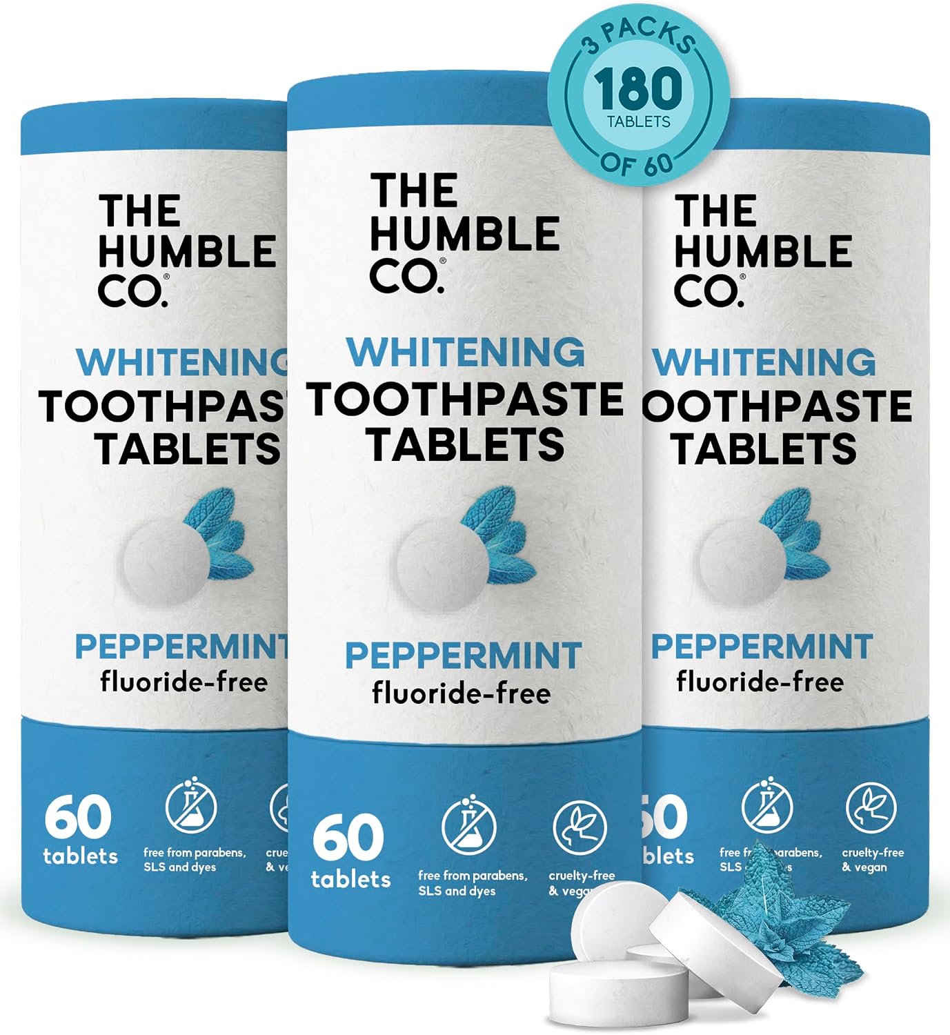 The Humble Co. Chewable Toothpaste Tablets, Fluoride-Free - Peppermint