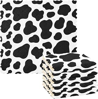 Kitchen Dish Towels 6 Pack, Animal Cow Print Black Dish Cloths for Drying Dishes Absorbent Cleaning Cloths Washcloth Reusable Dishcloths Dish Rags for Kitchen Bathroom Office, 11"x11"