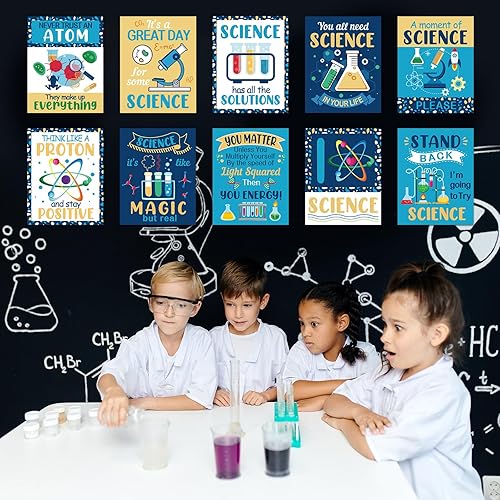 Miniatura 6 de Zonon Juego de 10 carteles de decoración de aula de ciencias y póster para profesores, científicos, tablón de anuncios, pósteres de laboratorio de