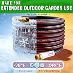 YASQA Tuyau de jardin lourd 100 5/8 pouce, preuve de fuite de l'entrepreneur durable Non Kink Easy Coil tuyau flexible noir & Tuyau d'eau 100ft