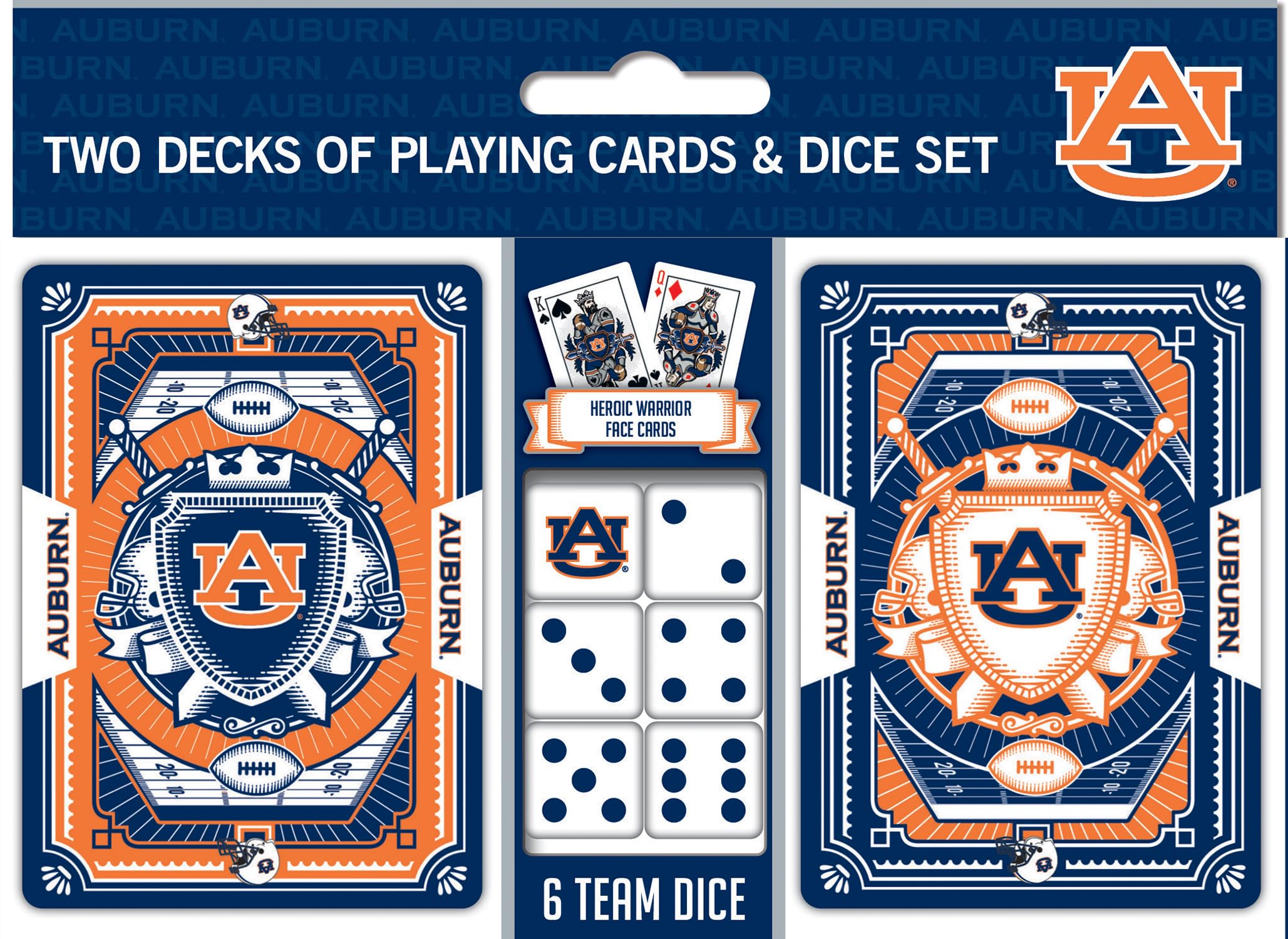 Masterpieces Auburn Tigers NCAA 2-Pack Playing Cards &amp; Dice Set - Premium Quality, Educational, and Fun Activity for Kids and Families - Great Gift Idea for Holidays, Birthdays, and Everyday Playtime