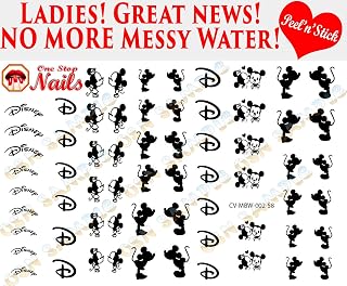 Mickey Black and White Clear Vinyl Peel and Stick Nail Decals (NOT Waterslide) by One Stop Nails V2A.