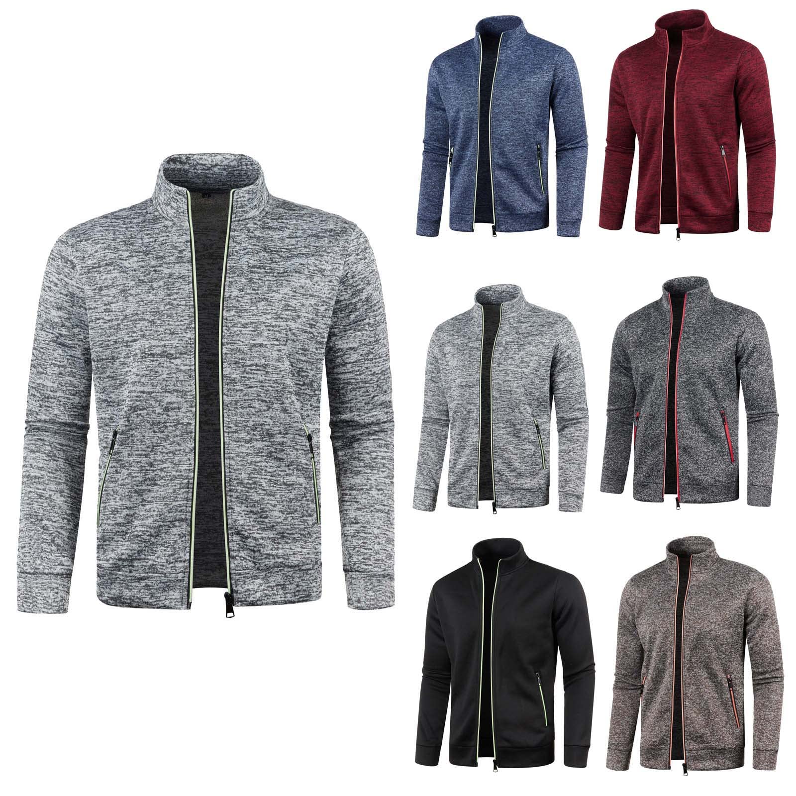 Veste de survêtement homme coton col montant fermeture éclair mi-saison