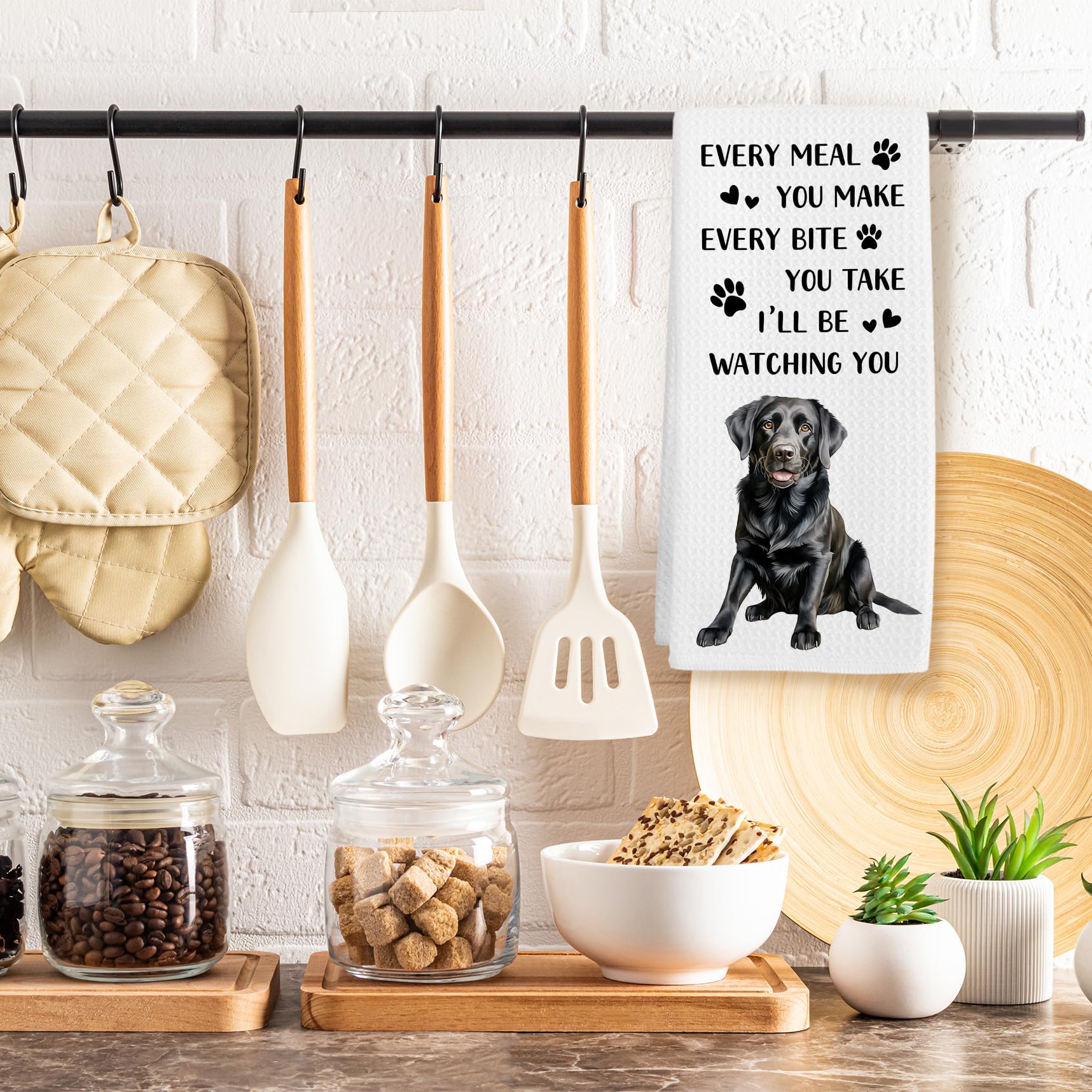 Black Lab Gifts Dog Kitchen Towels, Labrador Retriever Gifts Hand Towel, Funny Every Meal You Make Decorative Tea Dish Towels for Kitchens, Black Labrador Retriever Dog Kitchen Decor, 16x24in