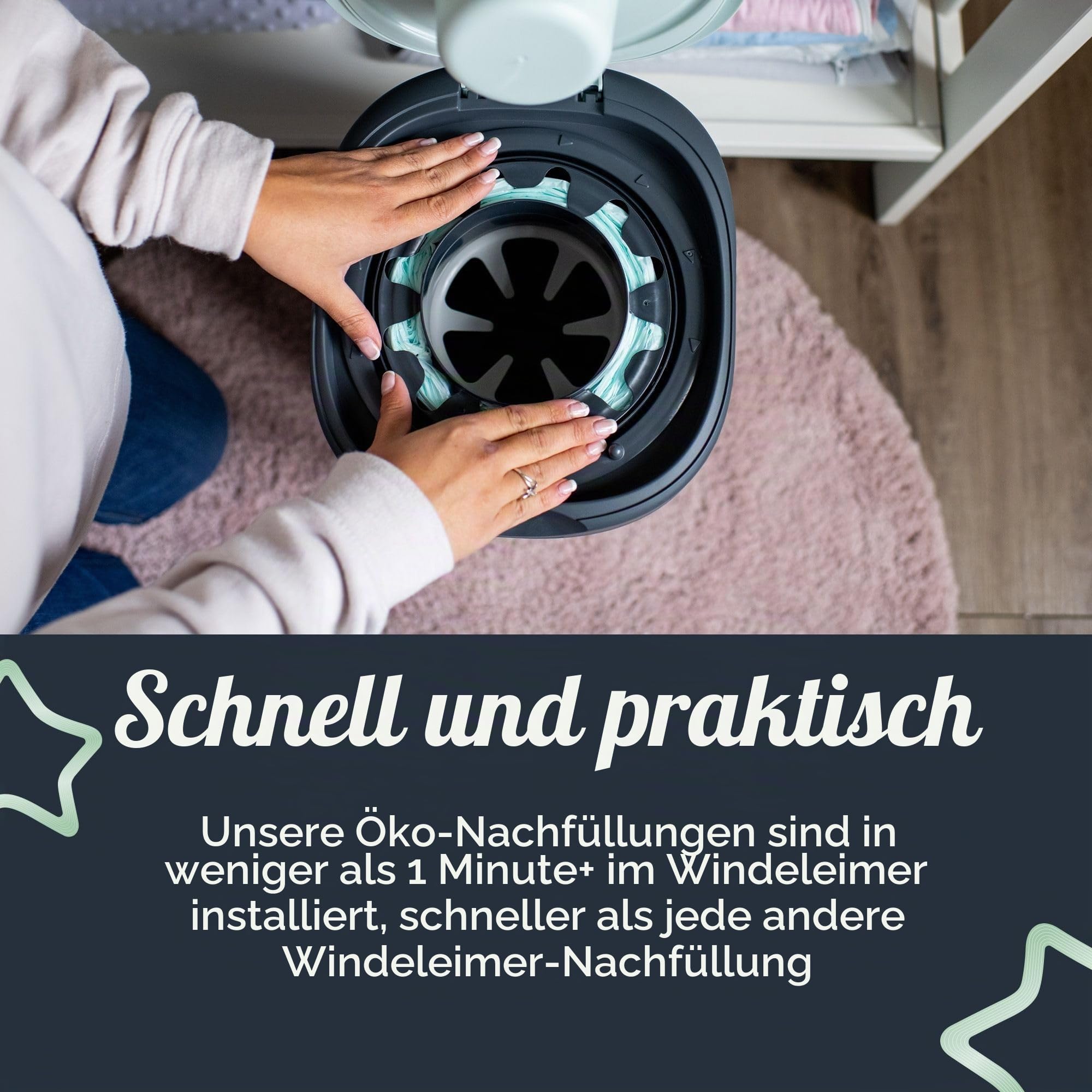 Tommee Tippee Nachfüllkassetten für Twist & Click Advanced Windelentsorgungssystem mit Nachhaltig Bezogener Antibakterieller GREENFILM-Folie, 12-er Pack