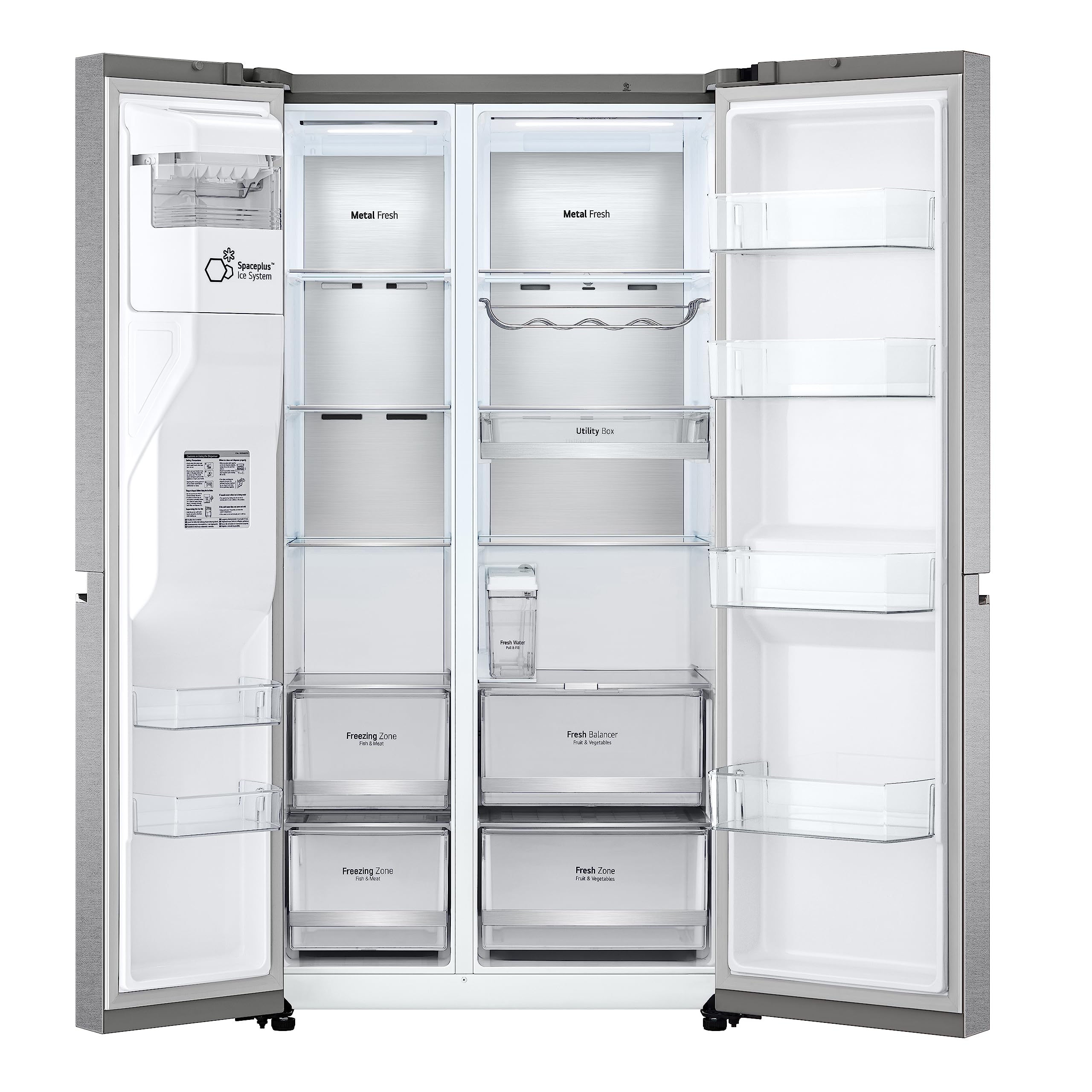 LG GSLV91MBAD Frigorifero Americano Side-by-Side, Classe D, Frigorifero No Frost, 635L, Wi-Fi, Door & Linear Cooling, Fresh Balancer, Dispenser senza allaccio, Igienizzazione UVnano, Acciaio