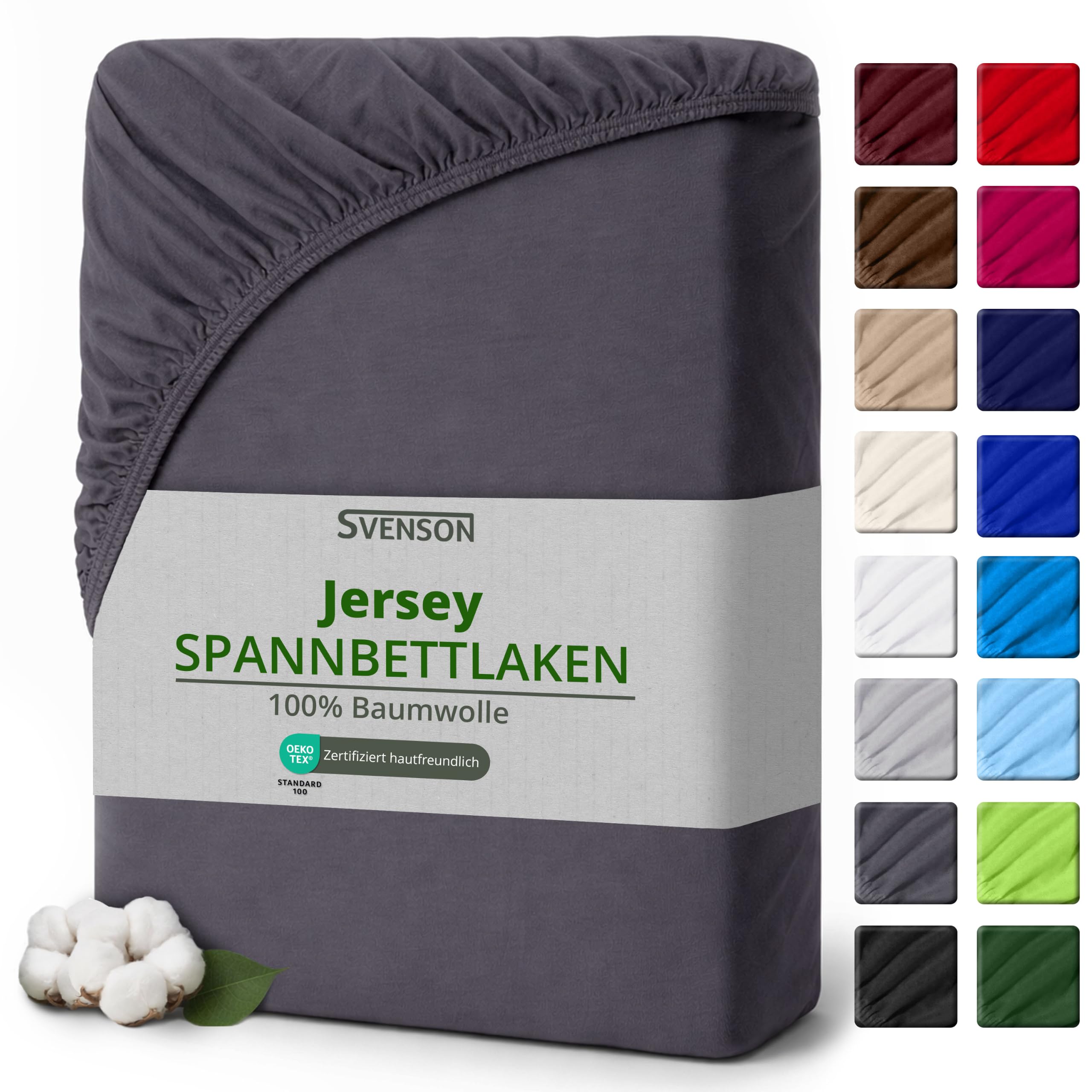 Svenson Jersey-Spannbettlaken aus Baumwolle - weich, elastisch und bequem für den täglichen Gebrauch, 140x200 cm, Türkis
