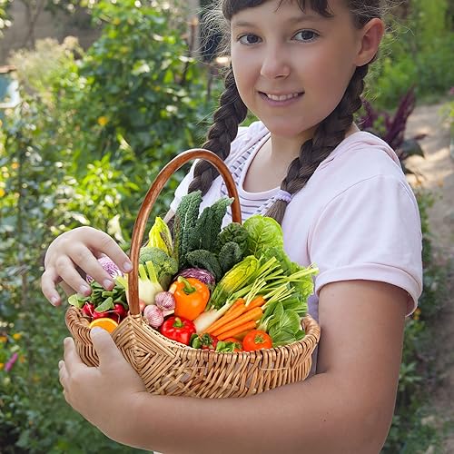 Miniatura 4 de Cesta de flores de ratán, cesta de mimbre hecha a mano con forro de plástico y asa, cesta de almacenamiento tejida para decoración del hogar, boda,