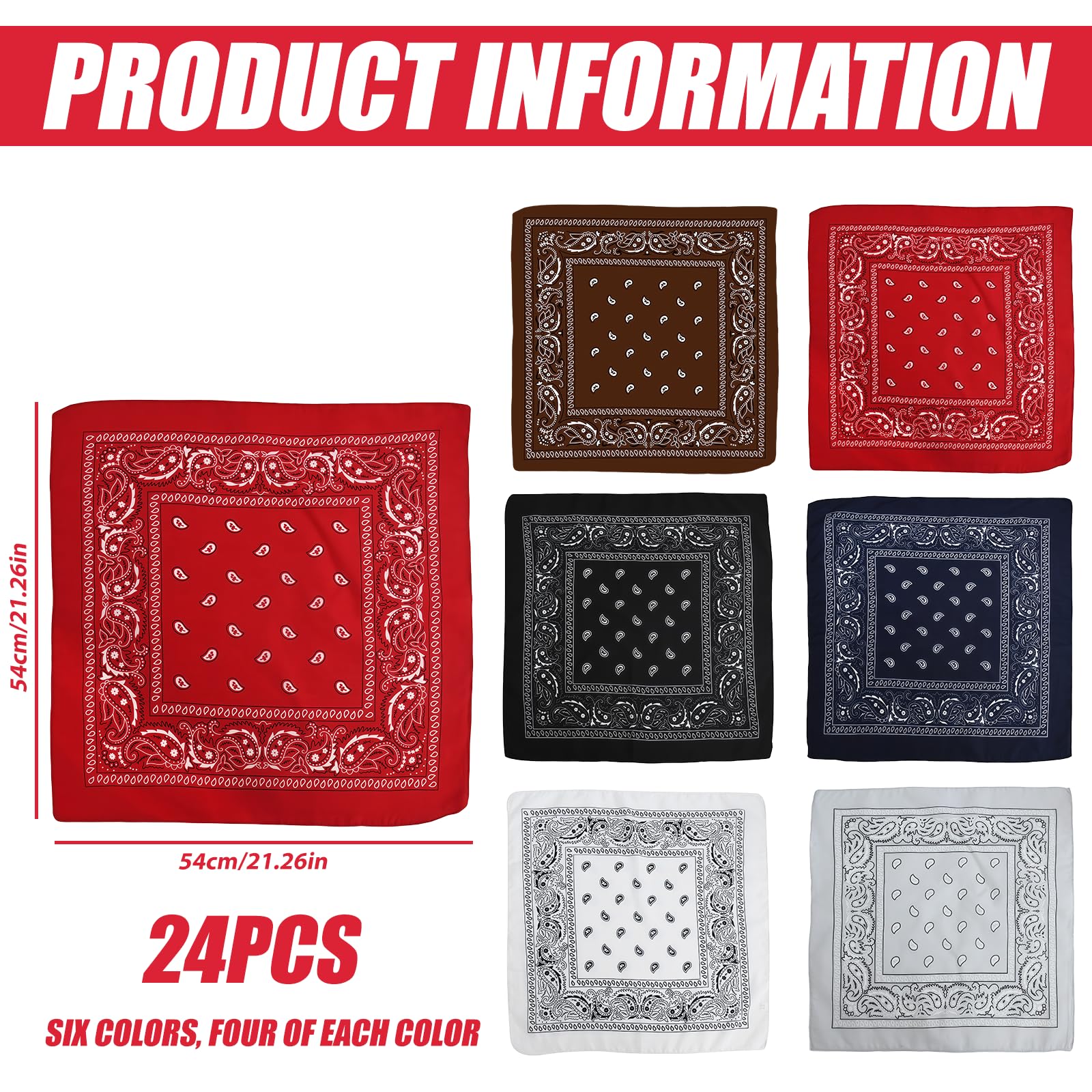 Image secondaire de WANDGU Lot de 24 bandanas bandanas