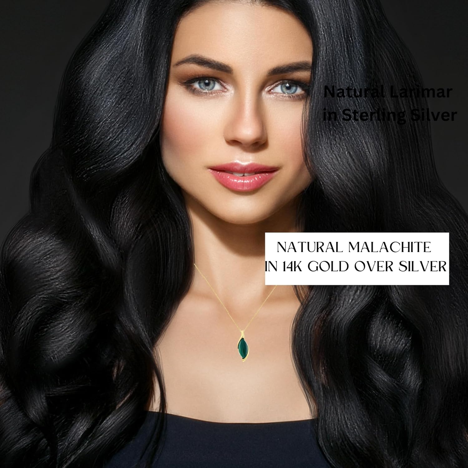 Beaux Bijoux Natural Green Malachite Gemstone Pendant Necklaces for Women in Sterling Silver or 14k Gold - Statement Necklace - Fine Jewelry Gifts for Women