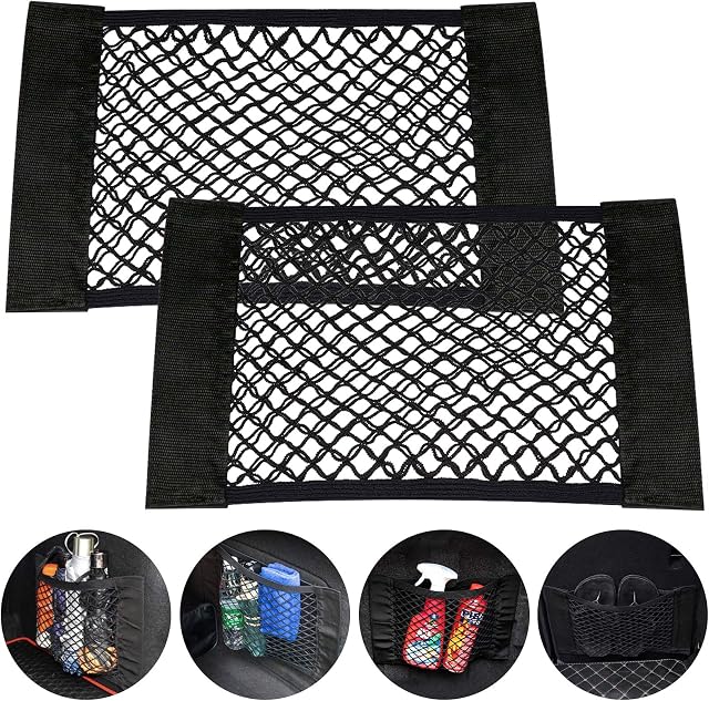 HAKACC Storage Net, 2 PCS Car Storage Mesh Bag Organiser for Bottles Groceries Back Seat Car Truck Trunk