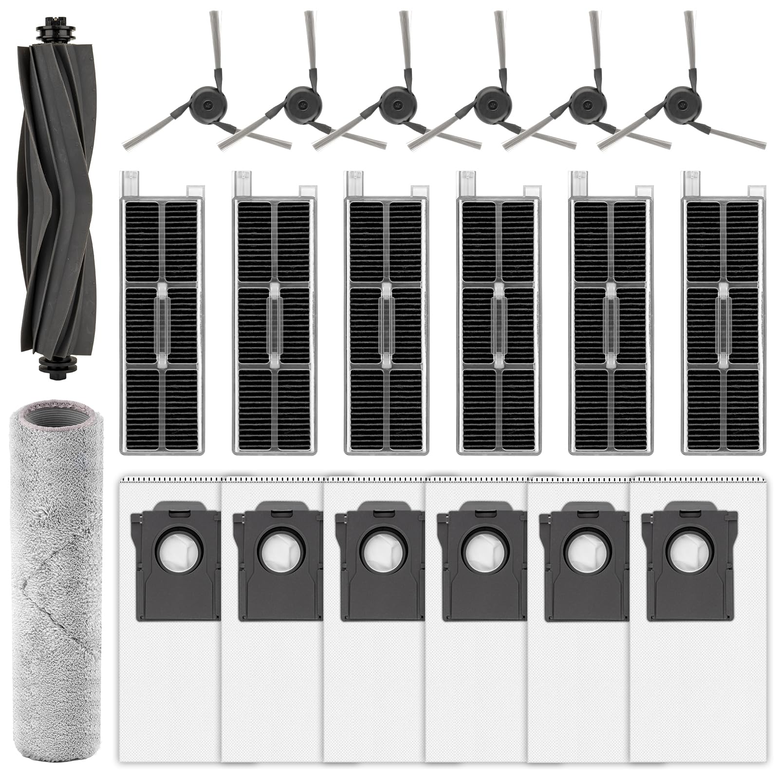 (20 pezzi) Z50 Ultra pezzi di ricambio compatibile con aspirapolvere robot Mova Z50 Ultra/Z5/Z5 Pro Ultra, 1 spazzola rotante, 1 mop catena binaria, 6 filtri HEPA, 6 sacchetti per polvere, 6 spazzole