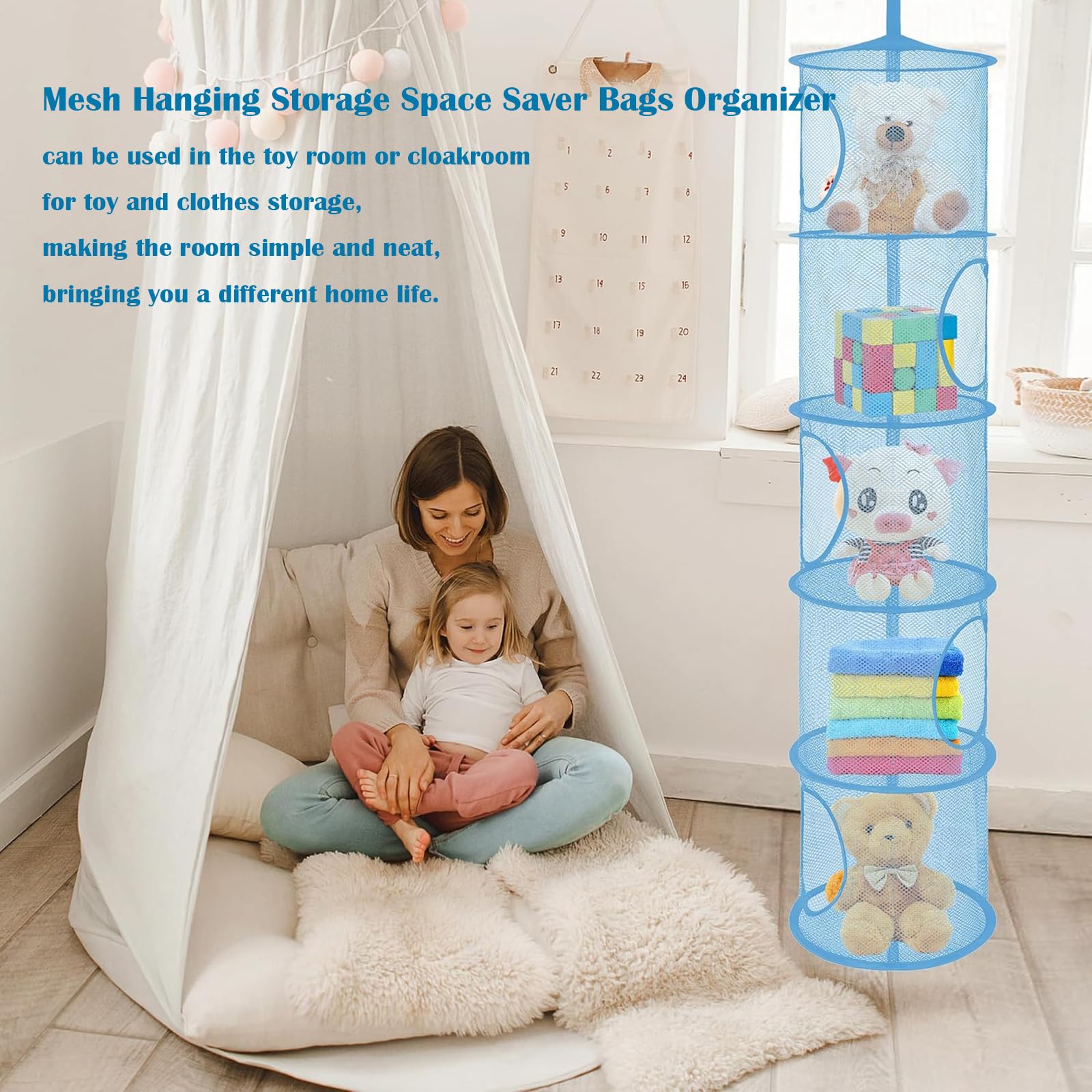 Lot De 2 Paniers De Rangement Pliables En Maille Triple Couche Pour L