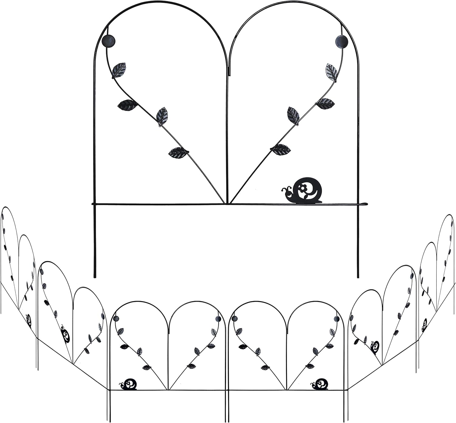 24in x 12ft Decorative Garden Fence 6 Piece Metal Garden Border Dogs Barrier Animal Fencing Rustproof Edging Flower Bed Landscape Iron Wire Outdoor Patio