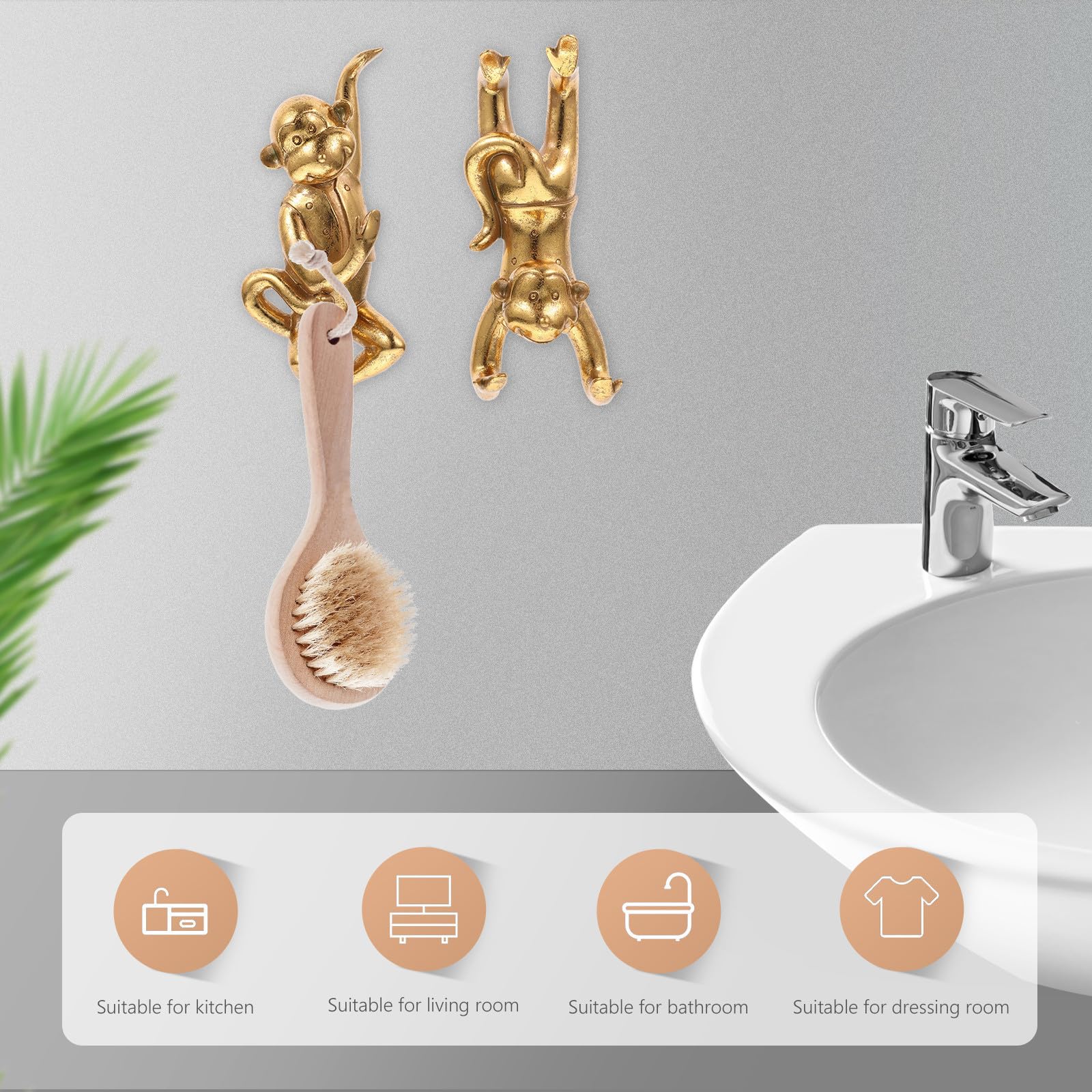 Toddmomy Ganchos Adhesivos Decorativos de Resina en Forma de Animales Dorados para Cocina y Sala, Diseño Creativo 3d Resistentes y Fáciles de Colocar