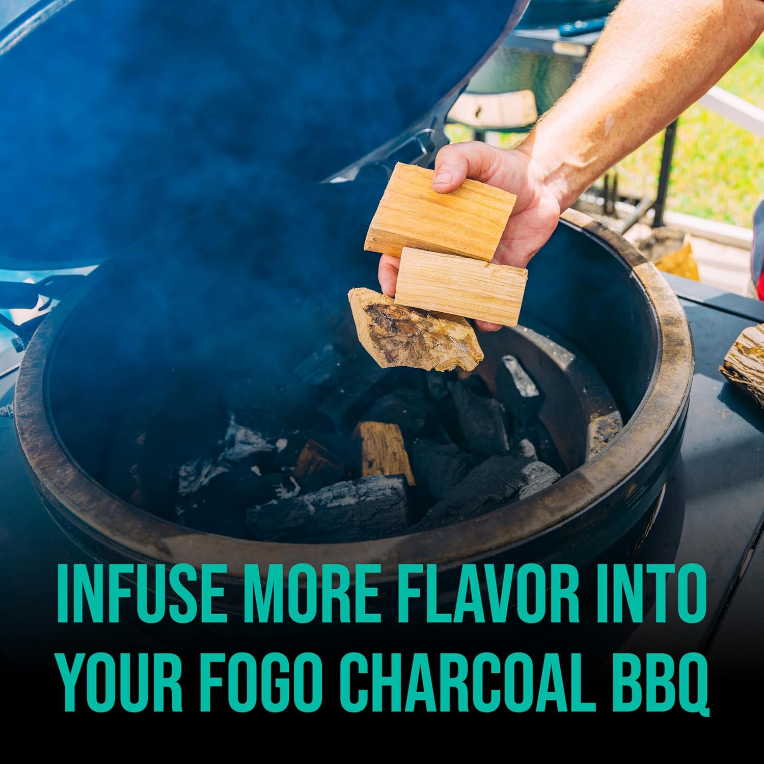 FOGO Hickory Wood Chunks for Grilling and Smoking, Classic Bold BBQ Flavor for Charcoal and Gas Grills, Made in USA, 3.85 lb Bag, 4-Pack