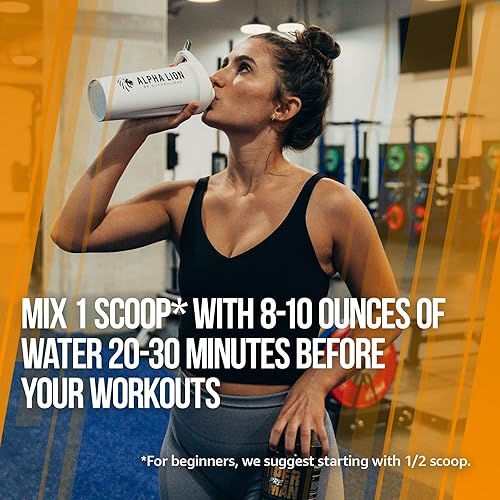 Vista 14 de ALPHA LION Polvo de preentrenamiento, beta alanina, L-taurina y cafeína de tres fuentes para energía y enfoque sostenidos, óxido nítrico y citrulina