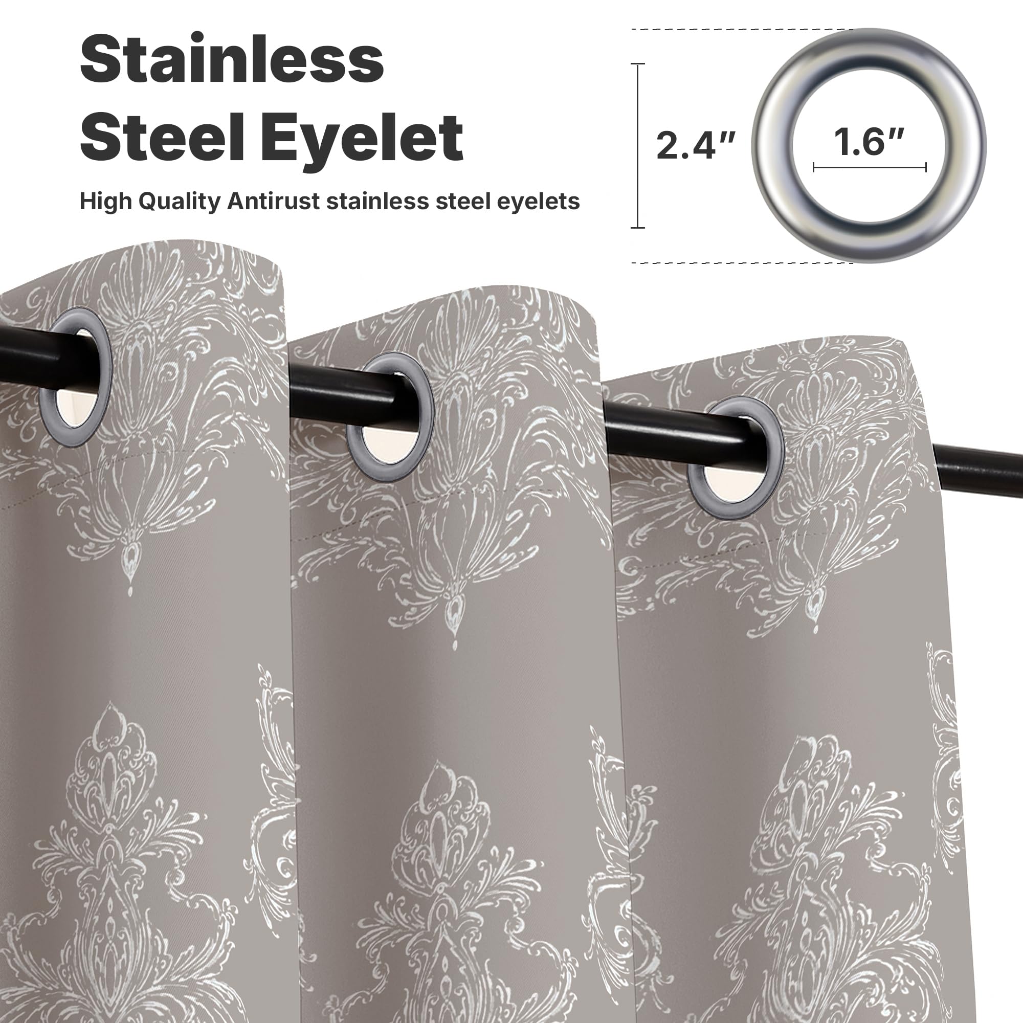 Reliancebedding Blackout Curtains W46 x L90 Inch, Thermal Insulated Floral Printed, Beige Bliss, W 46.1" x L 89.8" (2 Panels) - Image 4