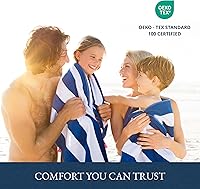 Vista 7 de LANE LINEN Juego de 4 toallas de playa, 100% algodón, rayas cabaña, de gran tamaño (30 x 60 pulgadas), secado rápido y altamente absorbentes