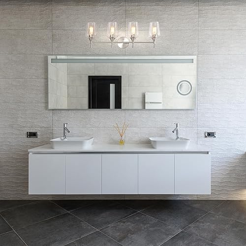 Miniatura 6 de Edvivi Lámpara de tocador de baño de 4 luces, níquel cepillado moderno con pantalla de vidrio transparente, lámpara de pared para espejos,