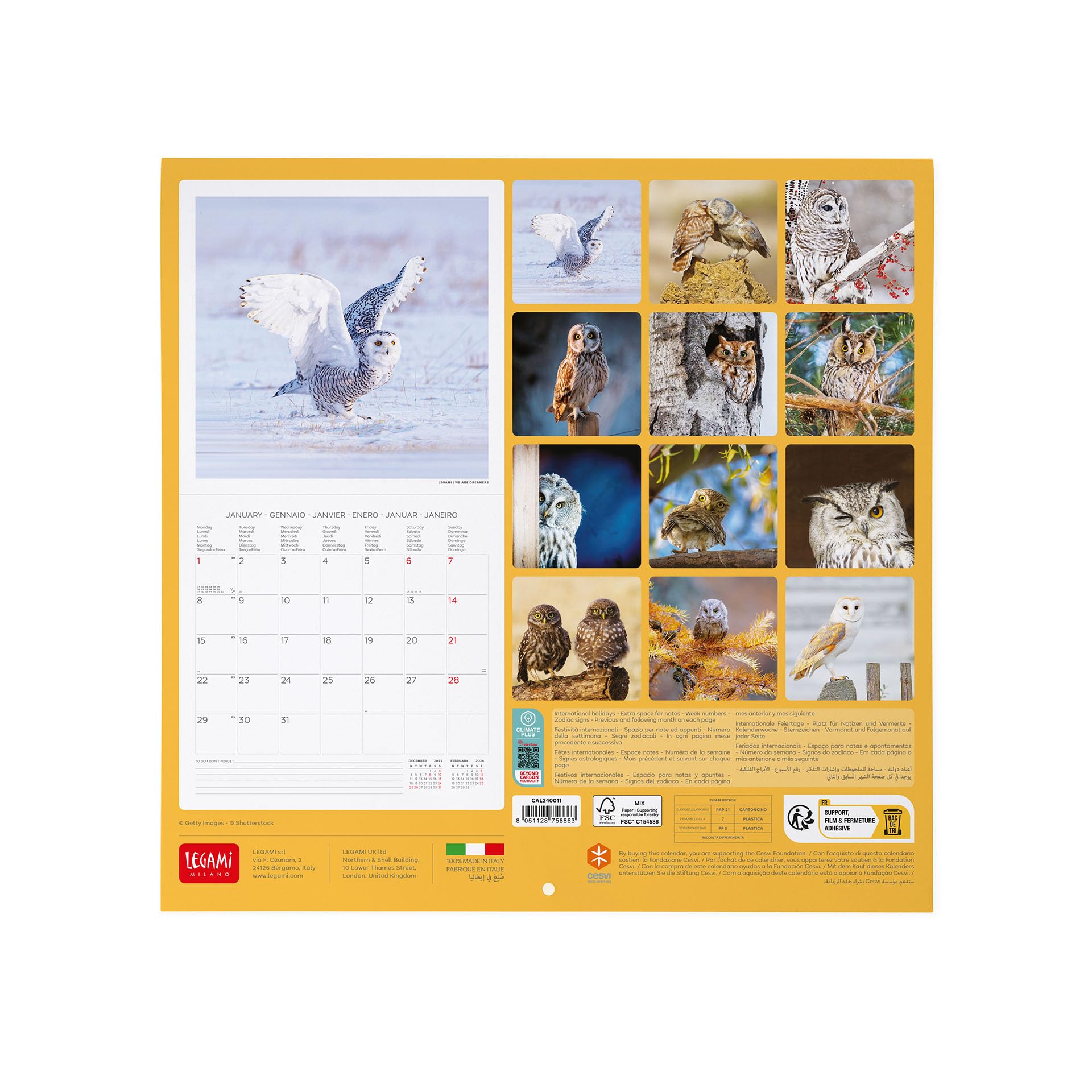Legami, Wall Calendar 2024, 12 Months and Annual Planner, Space for Notes and Notes Number of the Week, 6 Languages - Image 3