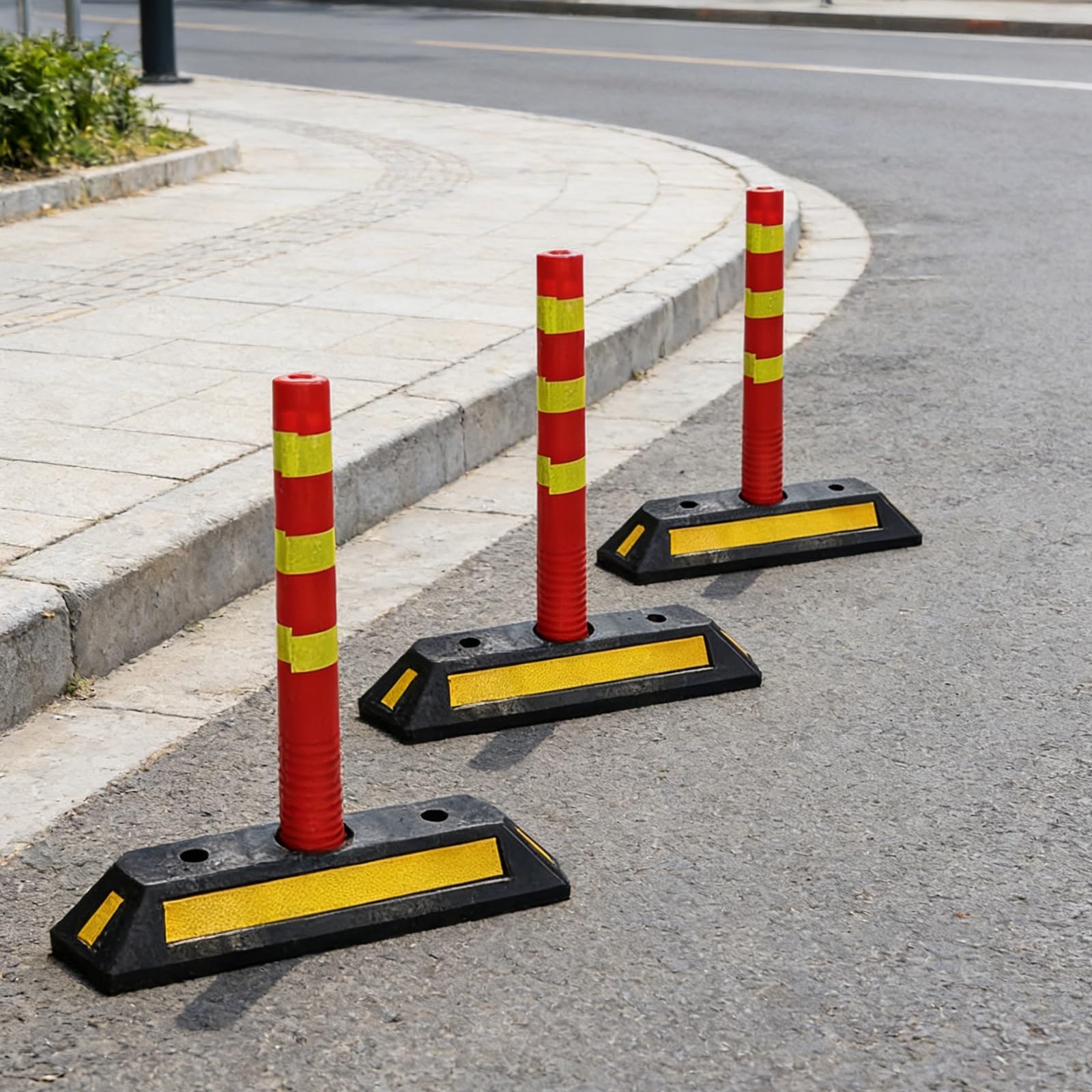 Conos Señalizacion, Conos de Advertencia, con Calzos para Ruedas y Bandas Reflectantes, para Estacionamiento y Entrada (3 Unidades)(70cm/28in)