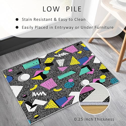 Miniatura 99 de Alfombra retro de los años 70, alfombras de área de 6 x 8 pies, patrón geométrico moderno de mediados de siglo, para sala de estar, dormitorio,