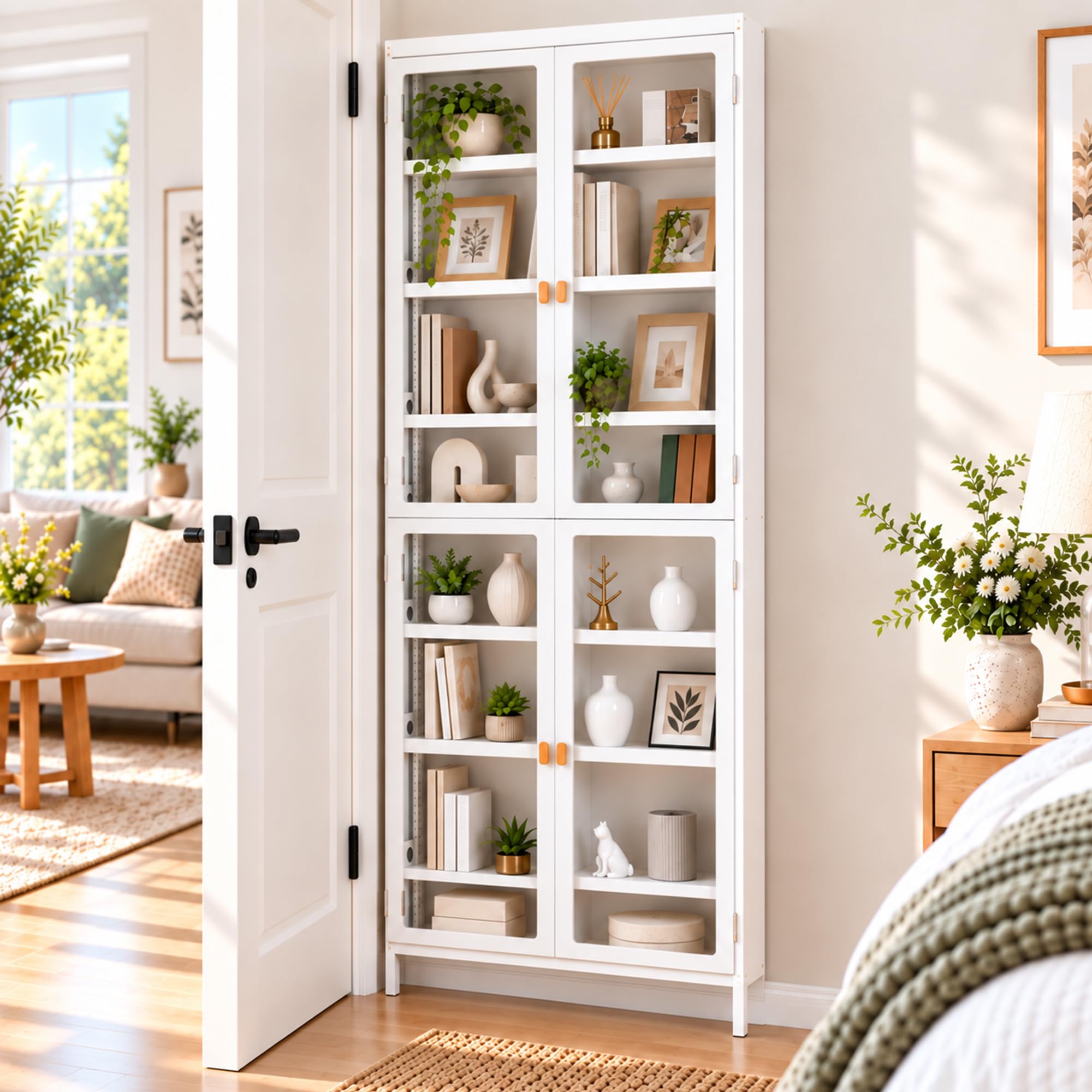 Librería Detrás De La Puerta, Armario Estrecho Con Puertas De Acrílico
