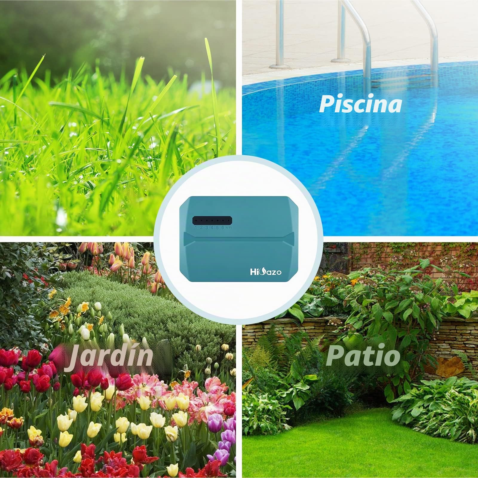 Programador riego WiFi, 6 Zonas sistema de riego, Riego Automatico para Jardín, Temporizador de Riego, control de APP, Ajuste Estacional, Sensor de lluvia compatible, HO-SC-6W