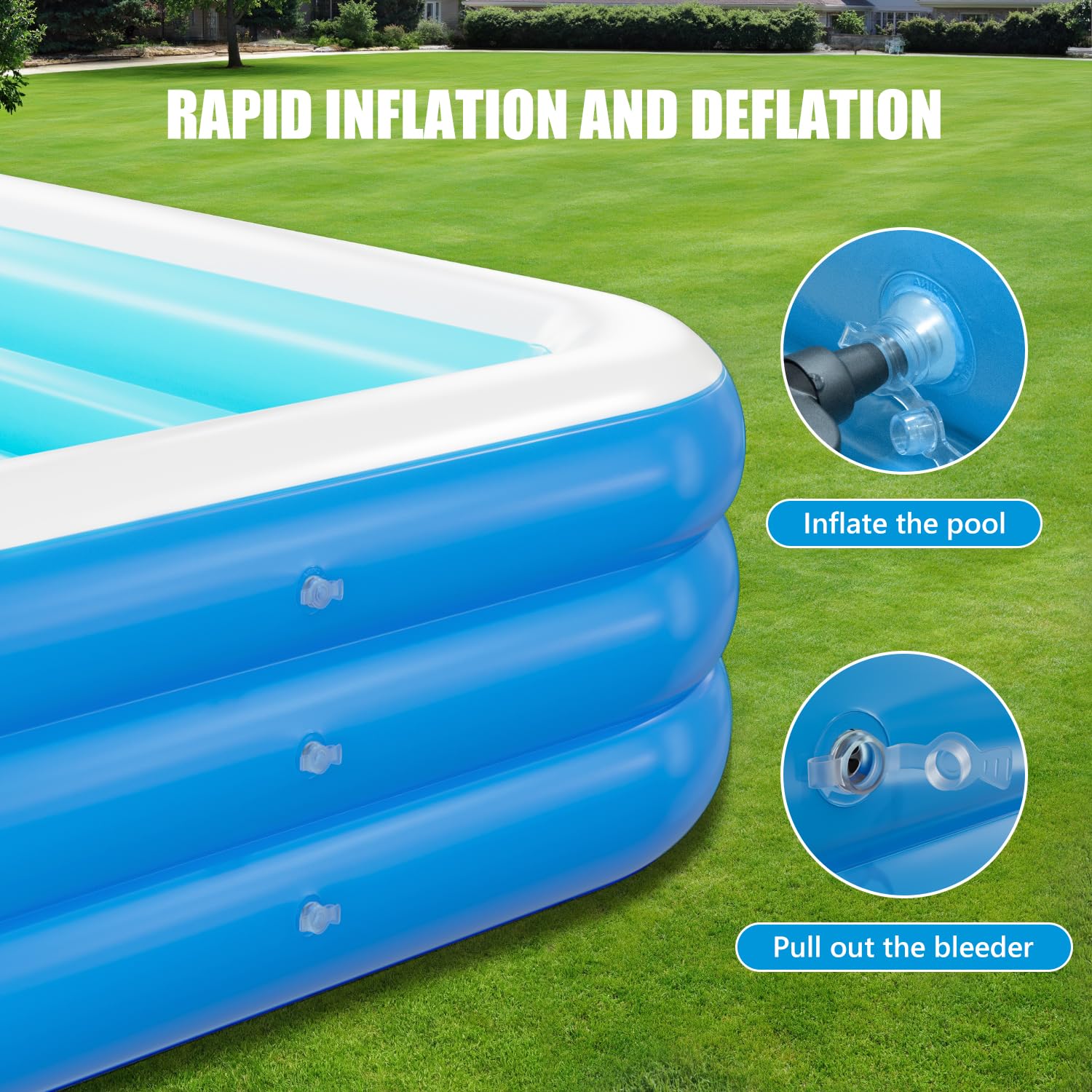 Piscina gonfiabile per adulti, piscina rettangolare per famiglie, 292,1 x 172,7 x 55,9 cm