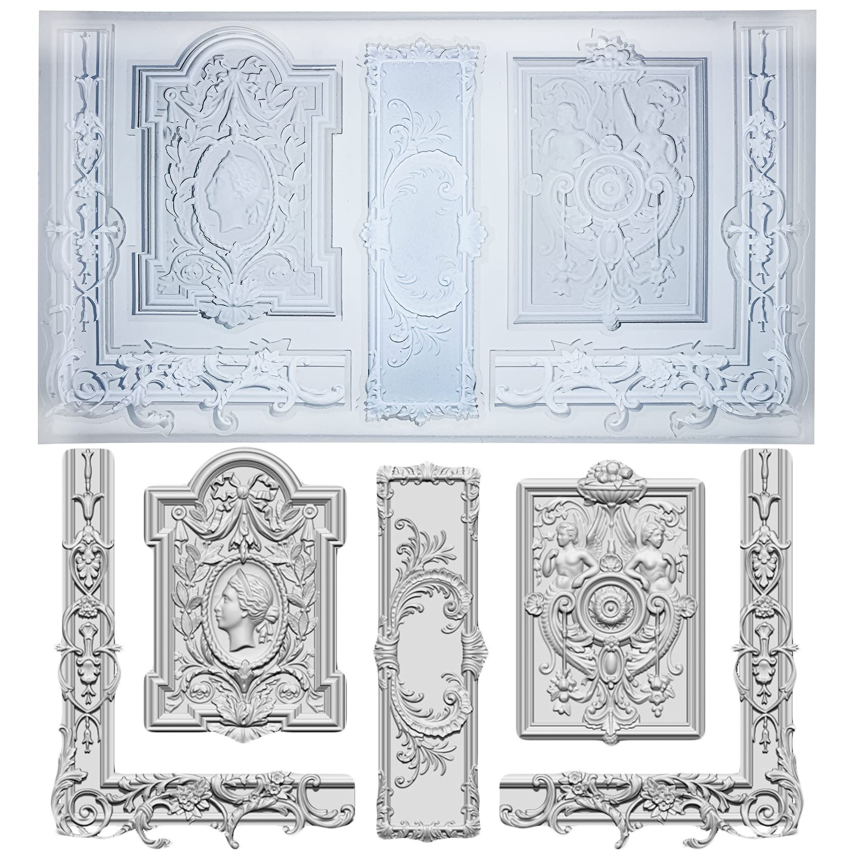 Baroque Frame and Plaque Moulds for Cake Cupcake Topper Polymer Clay Decoration