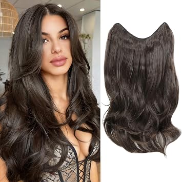 Ms taj Brown Hair Extensions Clip In V-Shaped Chocolate Brown Hair Extension 1PCS 20Inch Body Wavy Natural Layered Thick Full head for women with Dense hair to increase hair volume Beginner-friendly