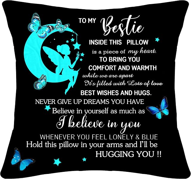 Best Friend Cushion Cover Throw Pillow Cover Pillowcase for Women Girls Friendship Gifts Birthday Gifts (bestie)