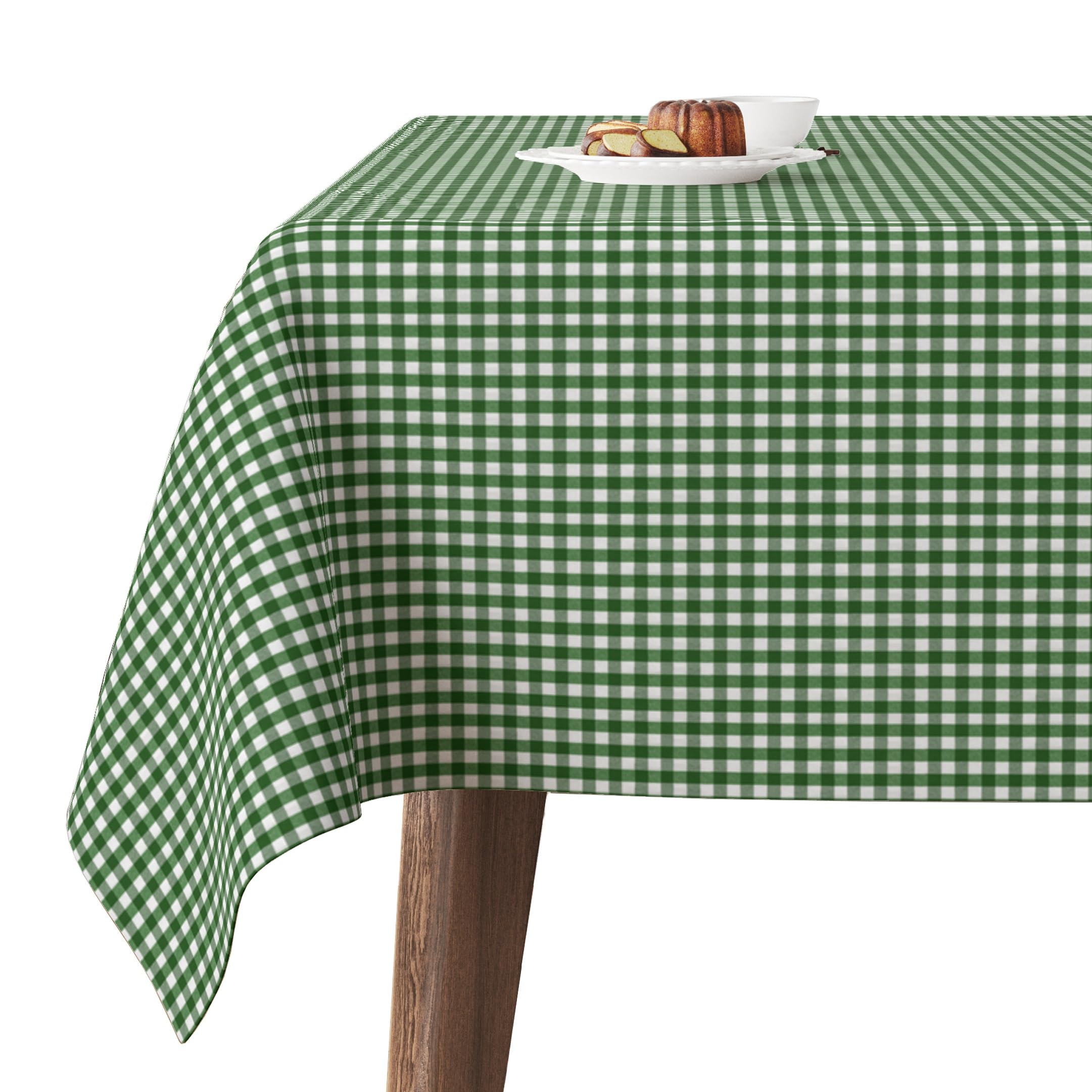 Martina Home Tablecloth Teflon Confectioned Petit Vichy Green Bottle 140 Round