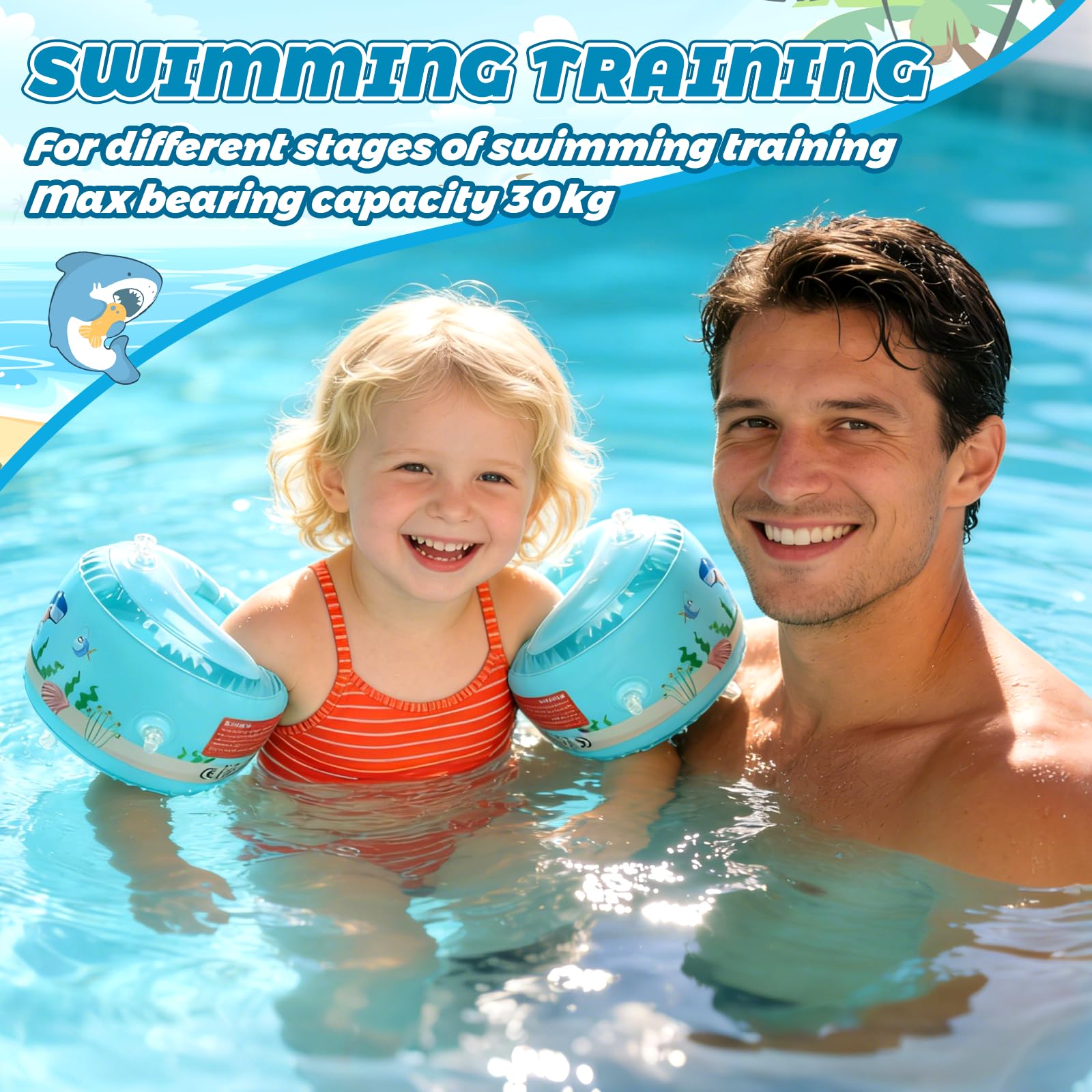 Braccioli Bambini 3-6 Anni, Assistente per il Nuoto per Bambini, Braccioli Gonfiabili per Neonati Sopra 1 Anno e di 6-25 kg