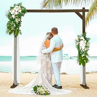 Wooden/Wood Arch 7.2FT for Wedding Ceremony, Arbor Backdrop Stand for Garden Parties, Indoor, Outdoor, Autumn Theme, Rustic Decorations