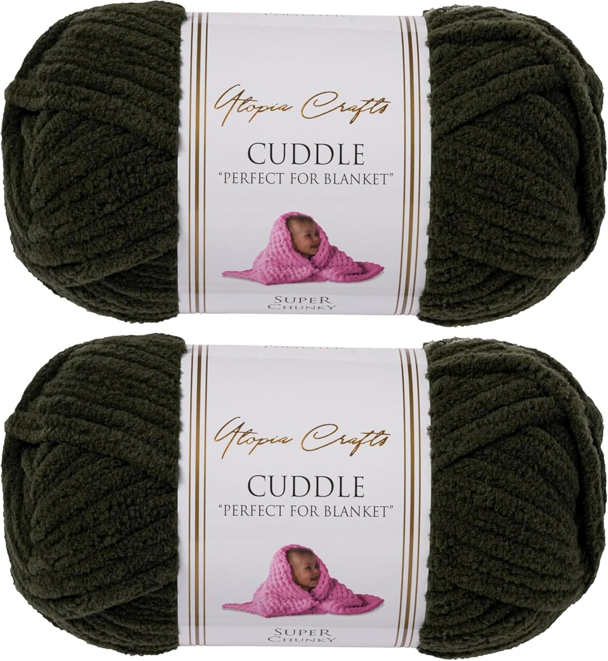 Utopia Crafts Cuddle Super Chunky Chenille Soft Yarn 2X 100g (Onyx)