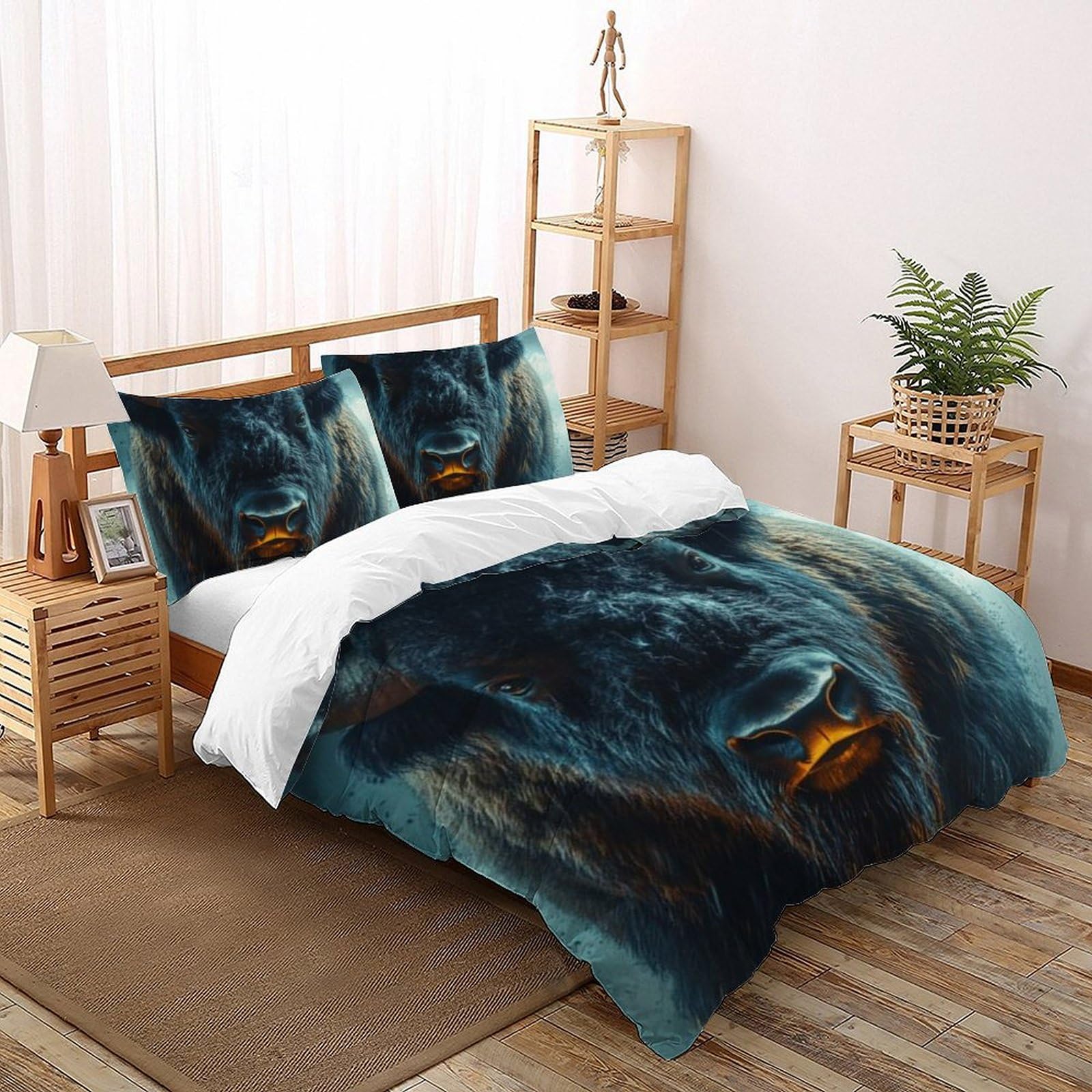 Housse de couette motif animaux imprimé 3D pour chambre d'enfant