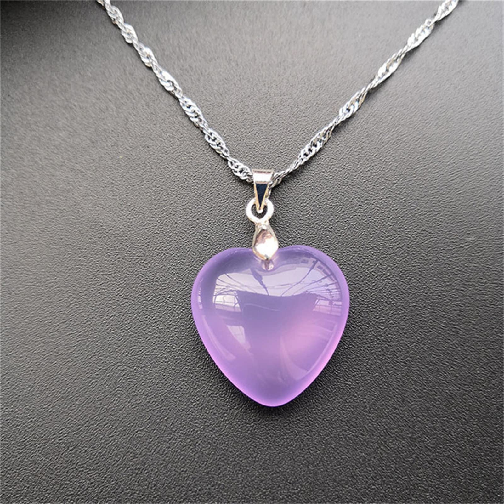 Smdsaz Men's Silver/Pink Jade Pendant 925 Necklace Natural Chalcedony Carved Pendant Jewelry Fashion Amulet And Wo's Gifts (Gem Color : Pink)