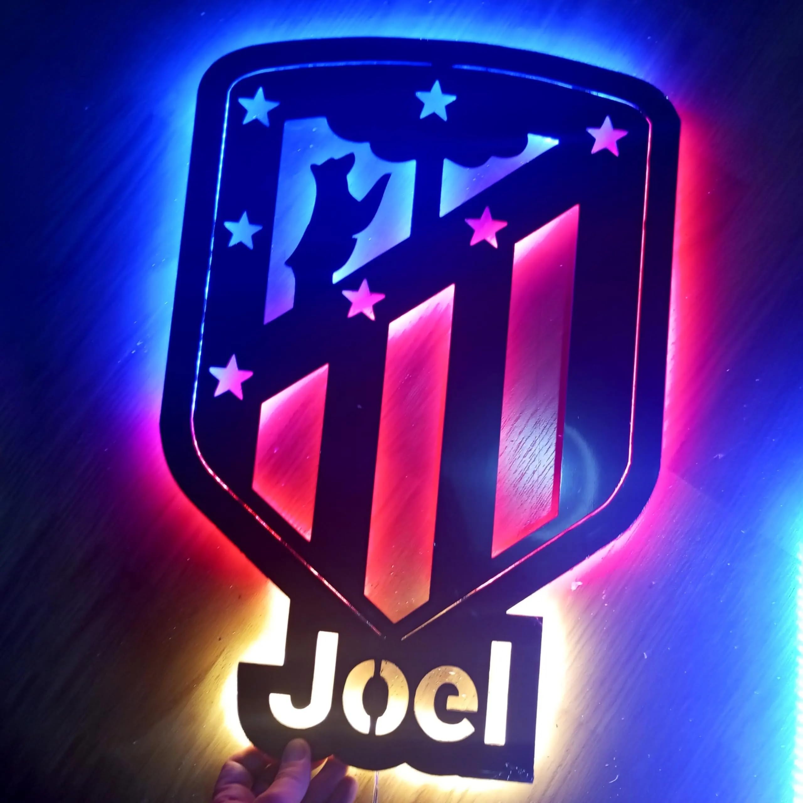 Letrero neon led escudo personalizado Madrid iluminado para colgar en la pared habitación de fútbol para aficionado atlético de España colchonero