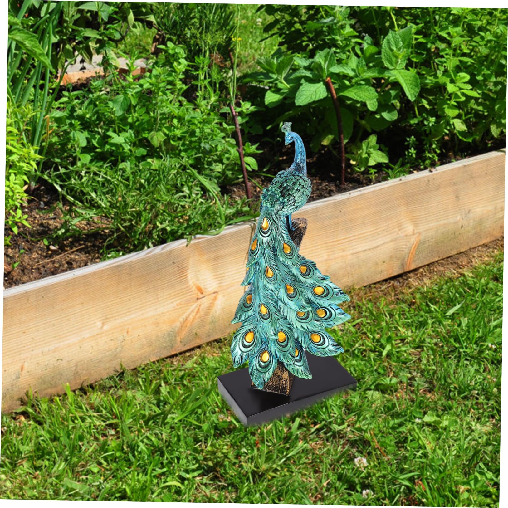 Statua di Pavone Realistico Blu in Resina Decorativa Ornamento da Giardino Scultura Raffinata per Giardino e Cortile per Decorazione Esterna
