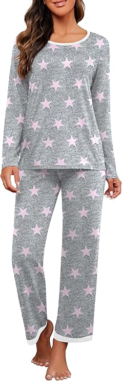 PrinStory 2025 Women's Pajama Set Long Sleeve Sleepwear Ladies Soft Pjs Lounge Set